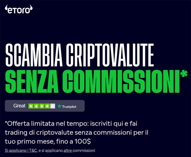Scambia criptovalute senza commissioni con eToro