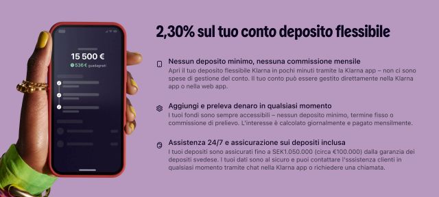 klarna interessi conto deposito