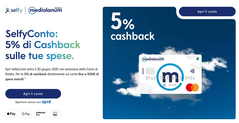 selfyconto 5 per cento cashback
