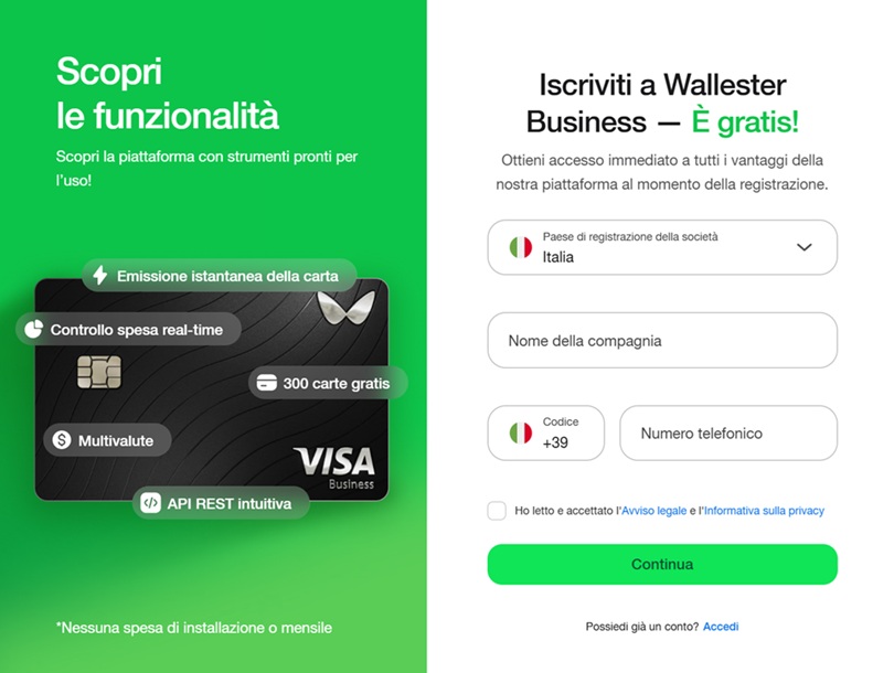 wallester business registrazione