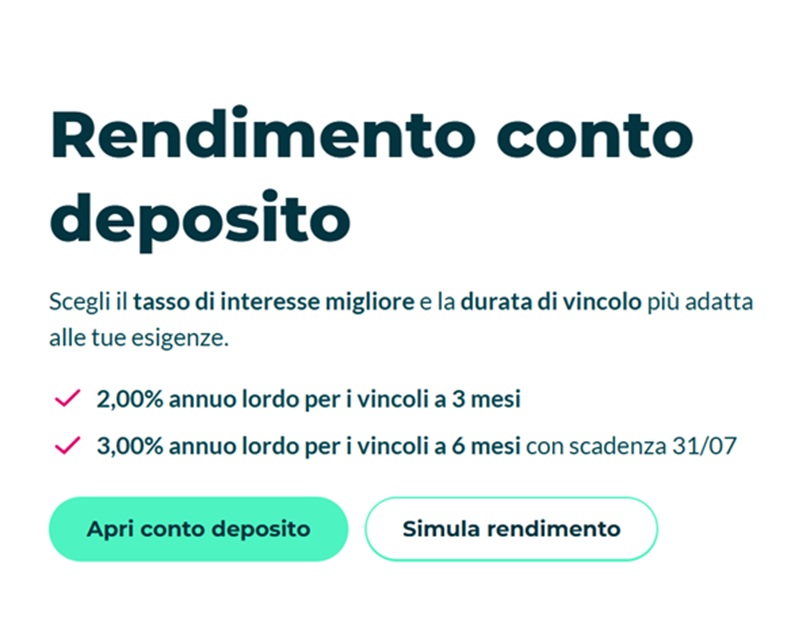 credit agricole rendimento conto deposito