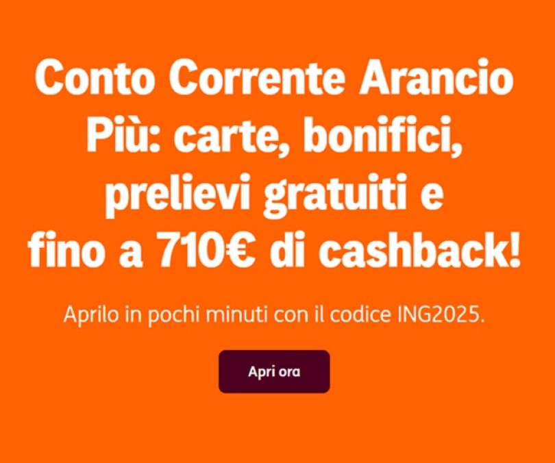 conto corrente arancio fino a 710 euro di cashback