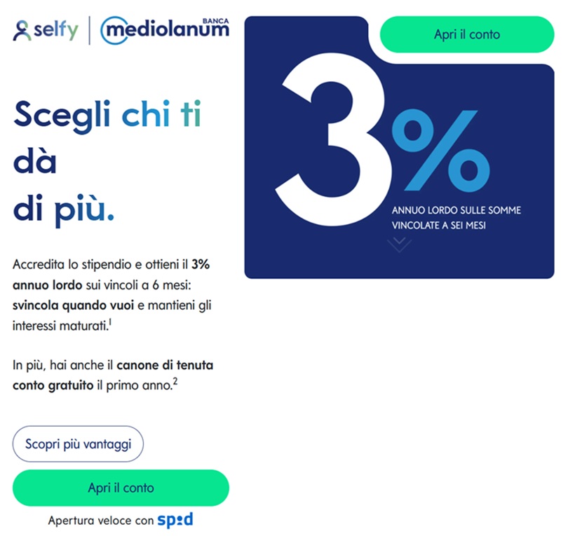 selfyconto 3 per cento