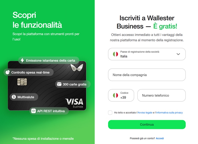 wallester business iscrizione