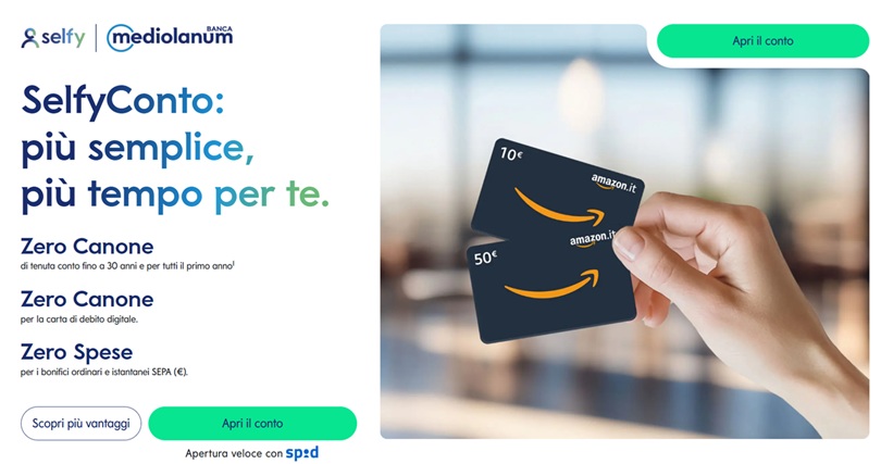 selfyconto promozione 60 euro buoni amazon